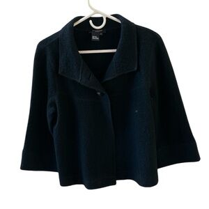 SANDRO CROPPED 3/4 SLEEVE SINGLE BREASTED CROPPED WOOL JACKET SIZE SMALL